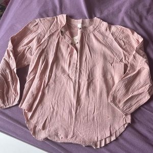 Light Pink Peasant Top with Buttons